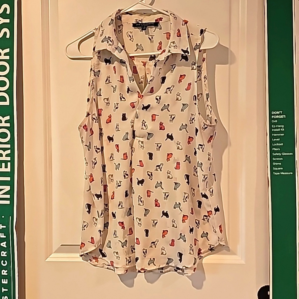 Cat print work blouse